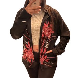 Floral Y2K Hoodie Sequins and Studs